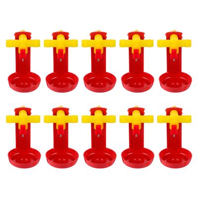 ibasenice 10-Piece Red Plastic Nipple Drinkers for Chickens