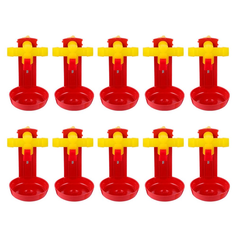 ibasenice 10-Piece Red Plastic Nipple Drinkers for Chickens