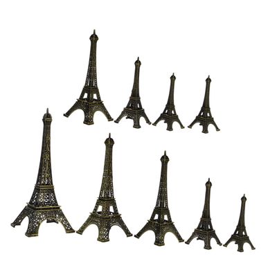 BESTOYARD 9-Piece Eiffel Tower Statue Metal Miniature Figurine for Party and Home Decor