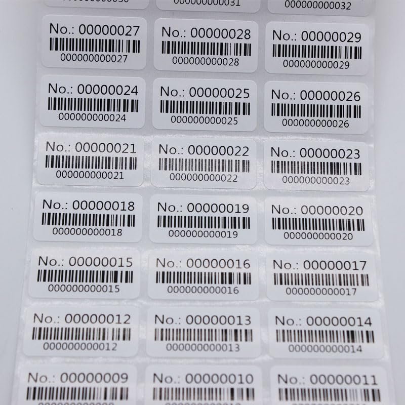 1,000 Barcode Stickers, Self-Adhesive, Sequentially Numbered, Customizable