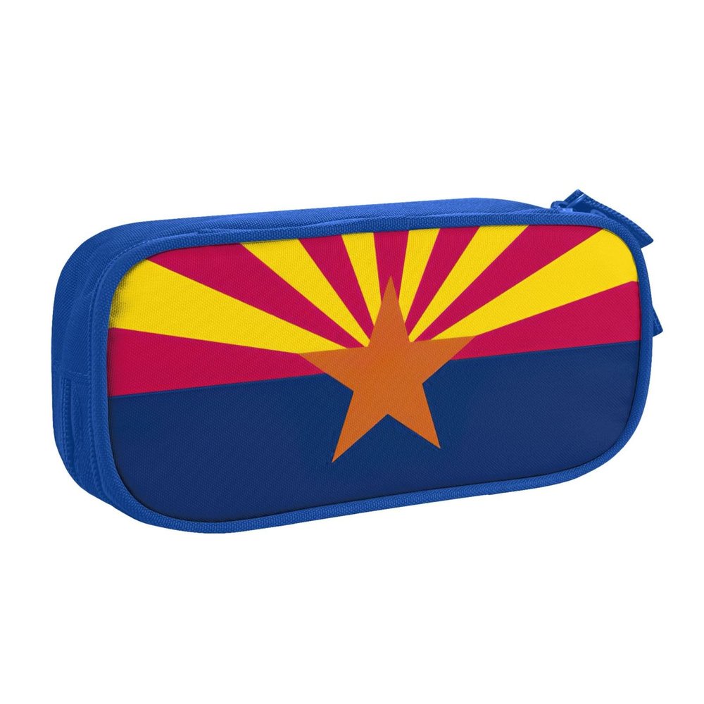 Yyoretp Large-Capacity Pencil Case with Arizona Flag Design, Double-Zipper, Blue