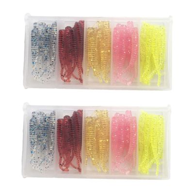 Toddmomy 2 Sets of Simulated Plastic Fishing Lures with Box, Worm Lures for Freshwater Fishing, for Anglers, Christmas or Father's Day, Color, 50 pcs. × 2
