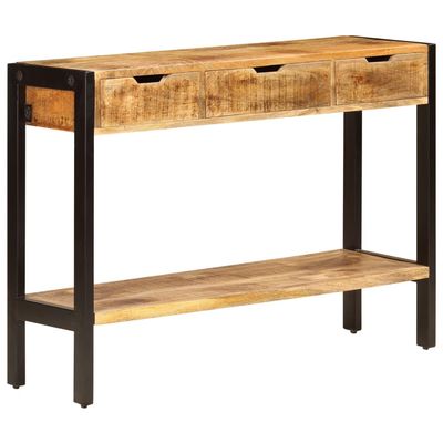 WKIEQACO Home & Garden Sideboard with 3 Drawers, 110 x 35 x 75 cm, Solid Mango Wood
