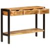 WKIEQACO Home & Garden Sideboard with 3 Drawers, 110 x 35 x 75 cm, Solid Mango Wood view 4
