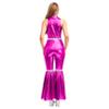 Women's Metallic Jumpsuit Disco Outfit, Hot Pink, M view 2