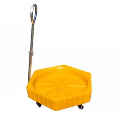CWCQGH Spill Containment Pallet, Leakproof Polyethylene Tray with Drain Opening, Yellow, 77 x 77 x 112 cm, 2-Pack