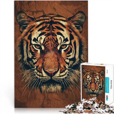 1000-Piece Minimalist Tiger Portrait Puzzle for Adults, 26 x 38 cm