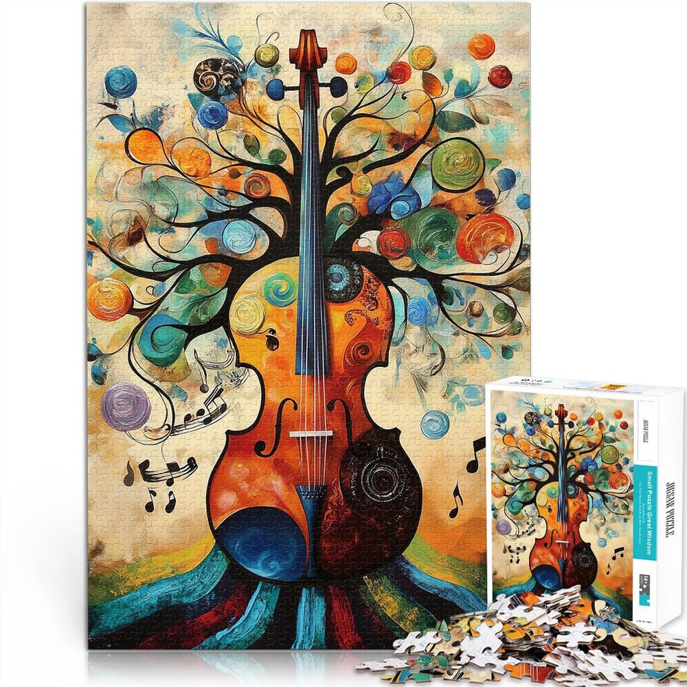 1000-Piece Wooden Violin Music Puzzle, 50 × 75 cm, Ages 14+