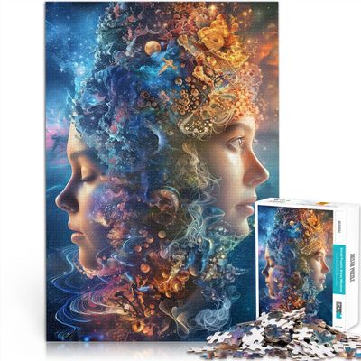 1000-Piece Wooden Puzzle for Adults and Twins, Ages 14+, Brain Teaser Game, 50 x 75 cm/19.6 x 29.5 in