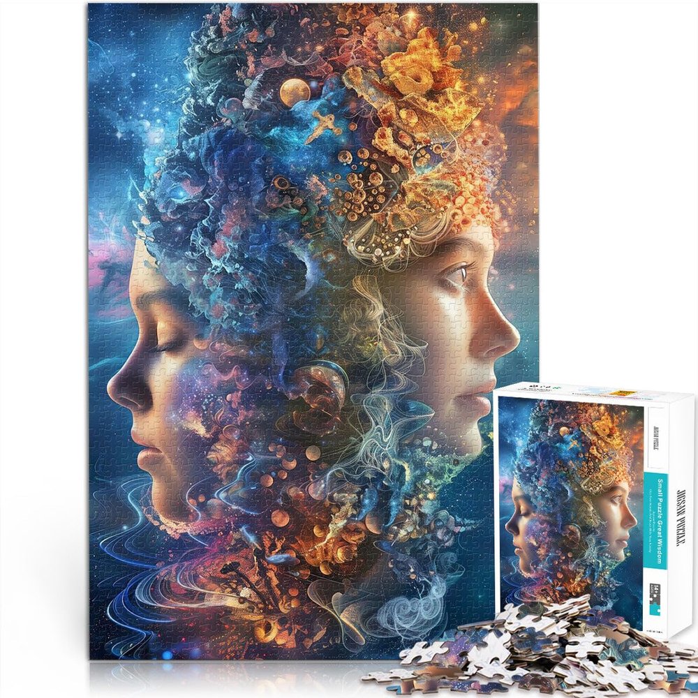 1000-Piece Wooden Puzzle for Adults and Twins, Ages 14+, Brain Teaser Game, 50 x 75 cm/19.6 x 29.5 in
