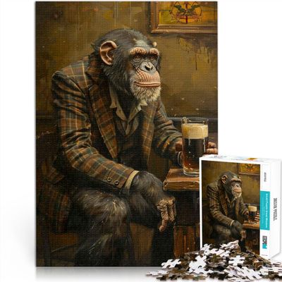 1000-Piece Adult Puzzle, Chimpanzee Irish Pub, Ages 14+, 38 x 52 cm (14.9 x 20.4 in)