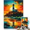 1000-Piece Wooden Puzzle for Adults, Lighthouse at Sunset, 50 x 75 cm, Ages 14+ view 1