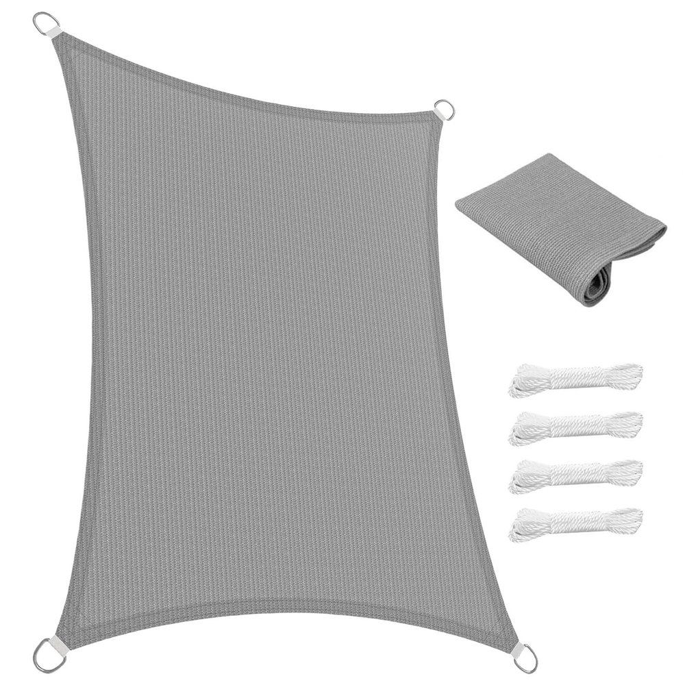 SUNLIMEI Rectangular Shade Sail 110 x 370 cm, 95% UV Protection, HDPE, Light Gray