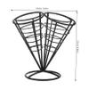 OUNONA 4-Compartment French Fry Stand, Stainless Steel, Black, Cone-Shaped view 2