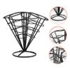 OUNONA 4-Compartment French Fry Stand, Stainless Steel, Black, Cone-Shaped view 3
