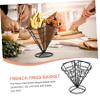 OUNONA 4-Compartment French Fry Stand, Stainless Steel, Black, Cone-Shaped view 4