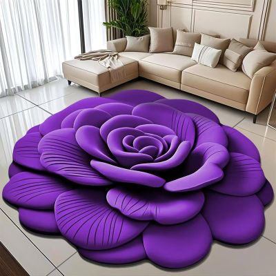 Floral Plush & Diatomaceous Earth Floor Mat, 3D Flower Design, Soft, Super Absorbent, Dual-Sided Non-Slip Bathroom Rug for Bedroom, Entryway, or Vanity Area (G, 31 in/80 cm)