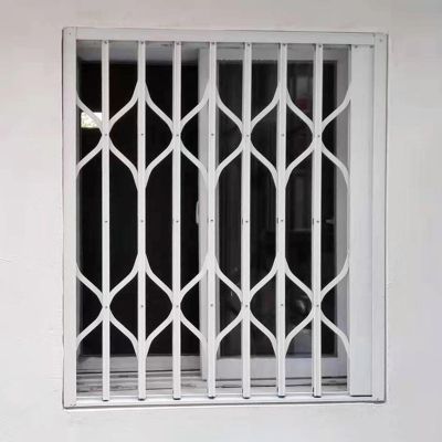 White Folding Metal Window Security Grille with Lock, Extra Wide (W11)