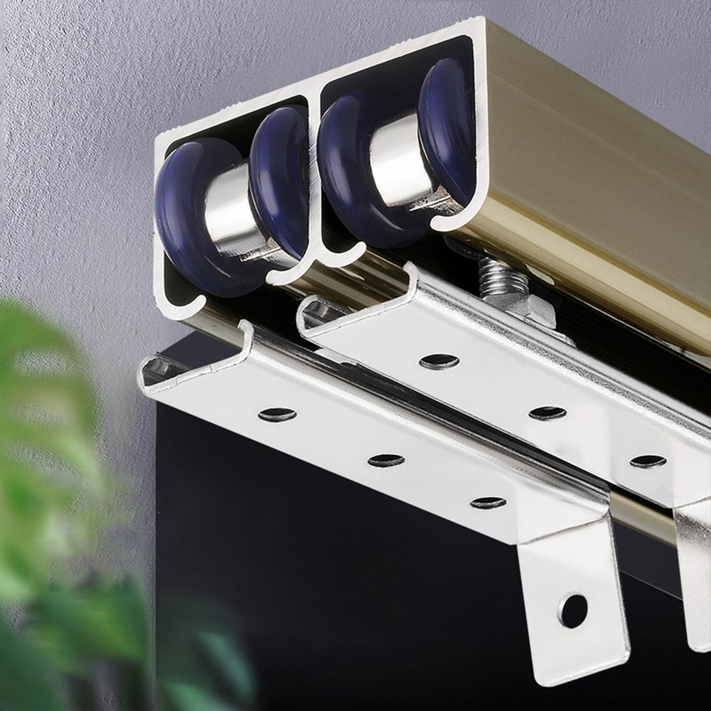 UrbanUp Bypass Sliding Door Hardware Kit for Double Doors, 3.3 m, Champagne