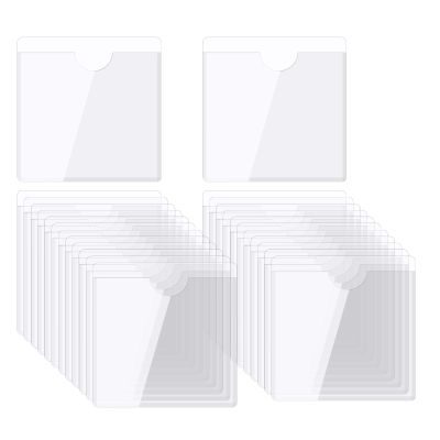 QUARKZMAN 25-Pack Self-Adhesive Label Holders, 8 x 8 cm, Clear