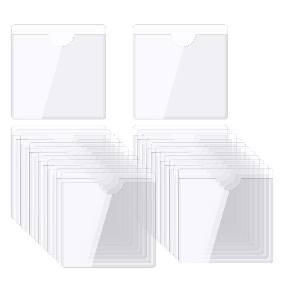 QUARKZMAN 25-Pack Self-Adhesive Label Holders, 8 x 8 cm, Clear