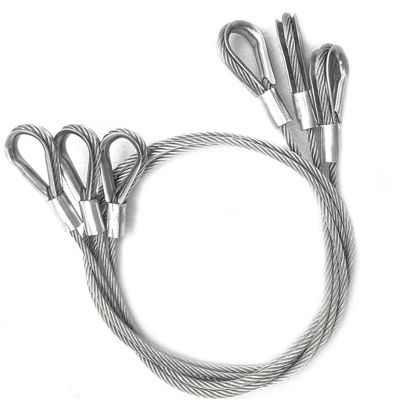 2-Piece Steel Cable Kit, 2 mm PVC-Coated Stainless Steel Cables with Rings and Aluminum Sleeves, 1 m Each