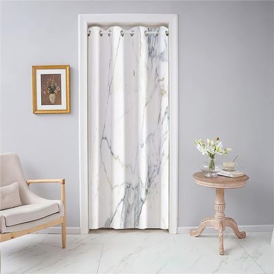 Mateju Opaque Door Curtain with Grommets, White Marble Print, Blackout Thermal Curtain, Room Divider, 150 x 200 cm
