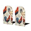 Rooster Wooden Bookends with Chicken Flower Design, 1 Pair view 1