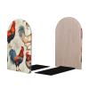 Rooster Wooden Bookends with Chicken Flower Design, 1 Pair view 2