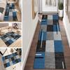 LUMIPAP Long Runner Rug, Non-Slip Washable Hallway Carpet, 100 x 200 cm, Gray and Blue Stripes view 1