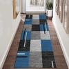 LUMIPAP Long Runner Rug, Non-Slip Washable Hallway Carpet, 100 x 200 cm, Gray and Blue Stripes view 2