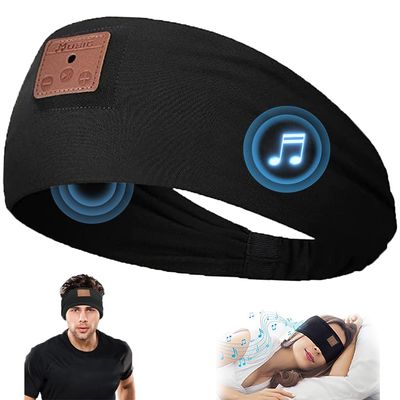 Wireless Sleep Headphones Headband with Sleep Mask for Side Sleeping, Sports, Yoga & Relaxation (Black)