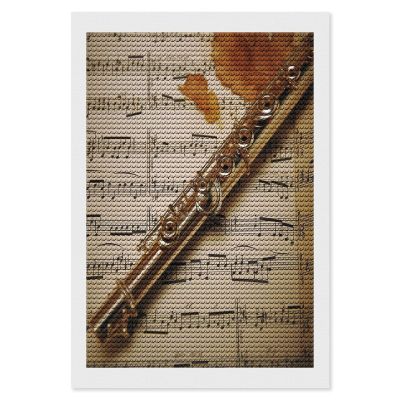 Customizable Diamond Painting Kit with Flute Music, Full Drill, Round Gems, 20.3 x 30.5 cm