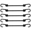 12-Inch Heavy-Duty Bungee Cords with Hooks, 1.5x Stretch, Gray and Black view 1