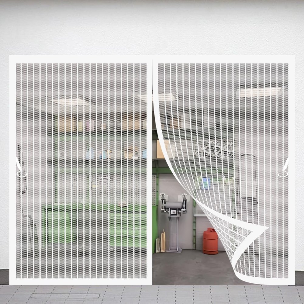 Adjustable Magnetic Insect Screen Door 163 x 255 cm, Light-Transmitting, Easy Installation, Self-Closing, White