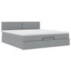 Hoodmeel Box Spring Bed 160 x 200 cm with Mattress, Topper & Storage, Light Gray view 2