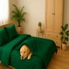 TEXTILOVE 3-Piece Bedding Set 200 x 220 cm, Bottle Green, Striped Damask Microfiber, OEKO-TEX 100 view 4