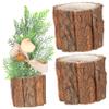 VALICLUD 3-Piece Rustic Round Wooden Planter Set view 1