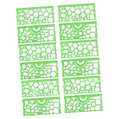 12-Piece Green PP Geometric Drawing Stencil Set