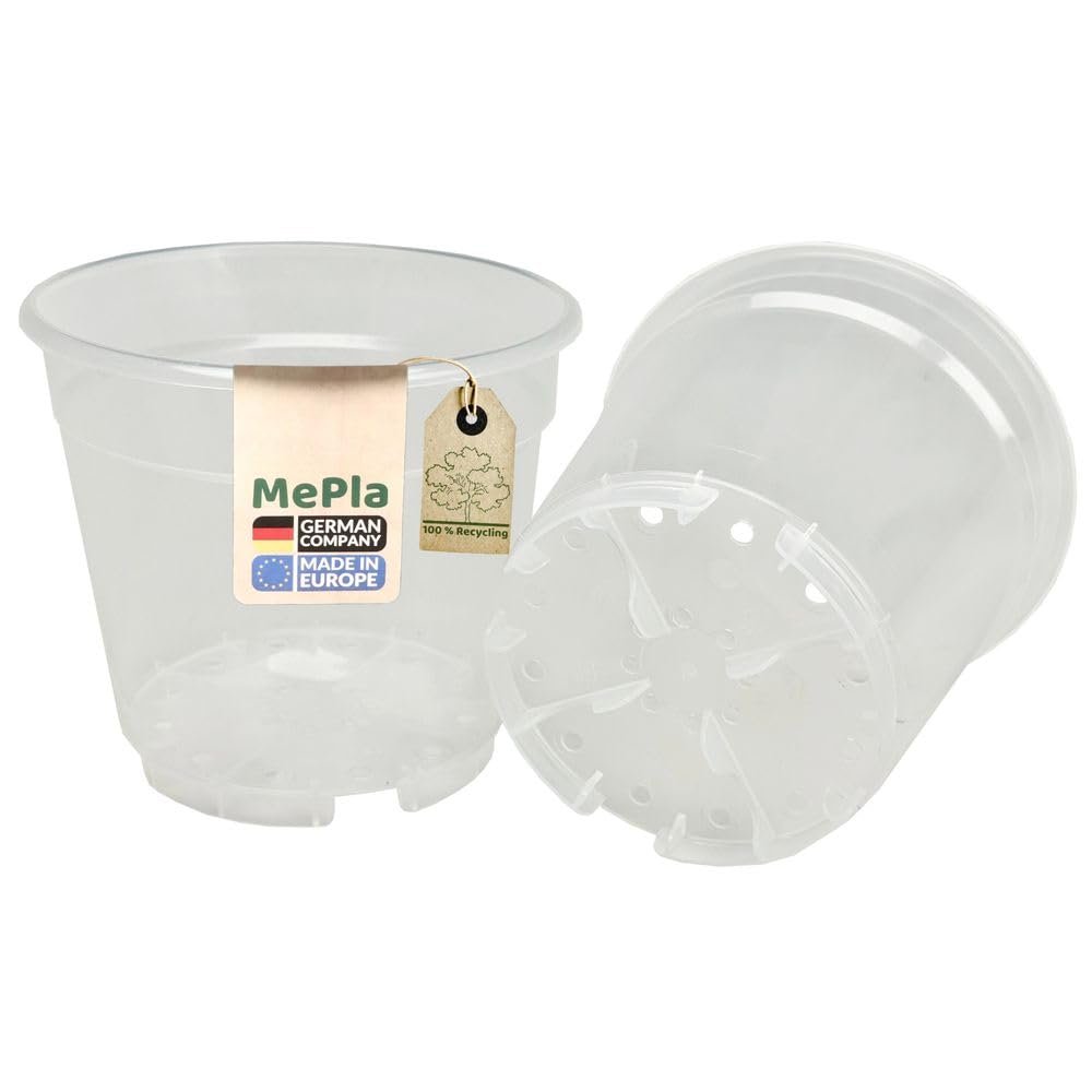 MePla - 15-Piece Transparent Orchid Pots, 17 cm (H: 17/15.4 cm, 2.2 L) - Promotes Air Circulation and Helps Prevent Waterlogging