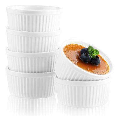Woobroo Crème Brûlée Ramekins, Set of 6, 9 cm, 200 ml, White