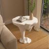 VDCVADKYE Round White Oval Side Table, 21.6-Inch Multipurpose Coffee Table view 2