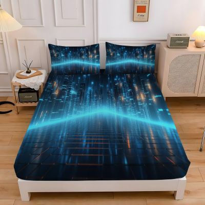 Fitted Sheet 160 x 200 cm, Light, for Mattresses up to 30 cm, with 2 Pillowcases