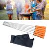 Flat Stainless Steel Grill Skewers with Wooden Handles view 2