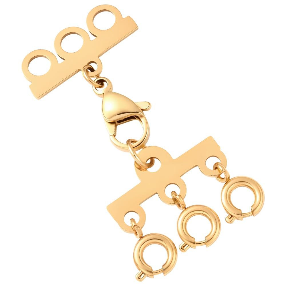 Beebeecraft 1-Box Necklace Layering Clasps, 18K Gold-Plated 304 Stainless Steel