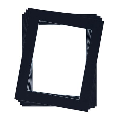 Rahmendesign24 5-Pack Black Mat Boards, A3 29.7 x 42 cm, 20 x 30 cm Opening, 45° Bevel