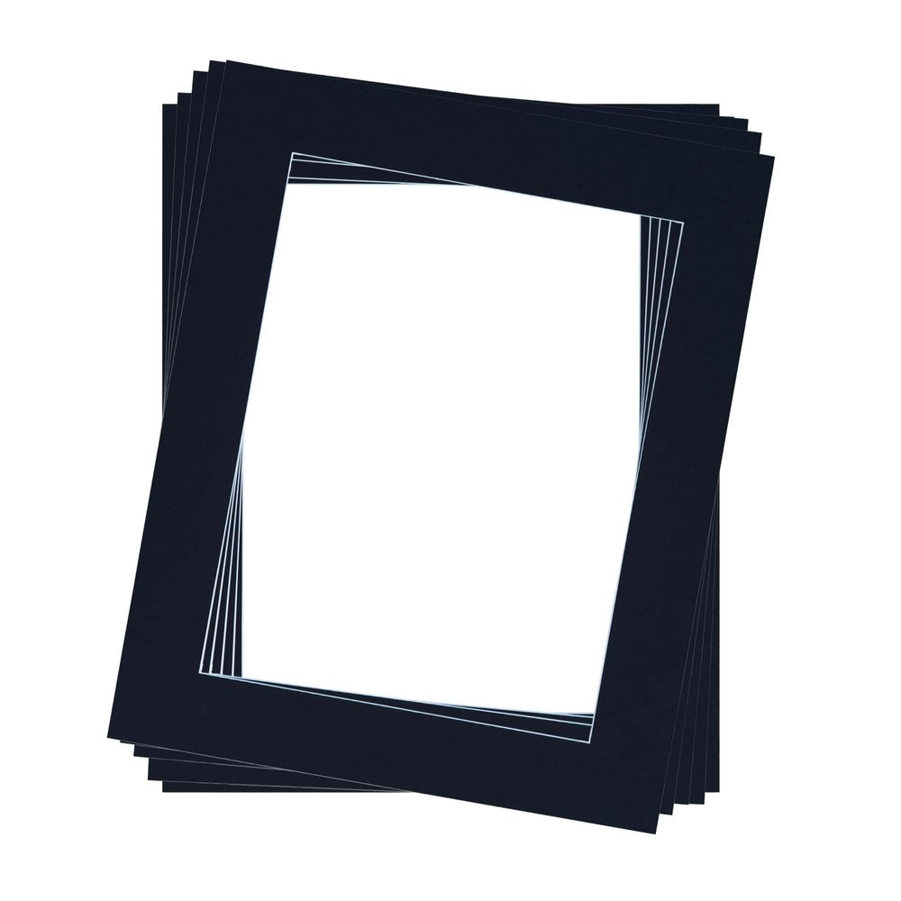 Rahmendesign24 5-Pack Black Mat Boards, A3 29.7 x 42 cm, 20 x 30 cm Opening, 45° Bevel