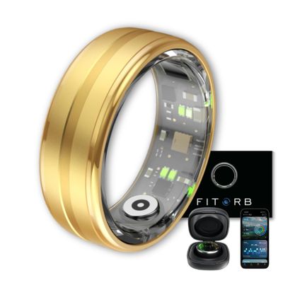 Fitorb Smart Ring Pro - The Original. High-Tech Fitness & Health Ring, Sleep Analysis, 24/7 Activity Tracking, Temperature Measurement, Stress Monitoring. Sample Rings. (Saturn, Gold, 21.6 mm (12))