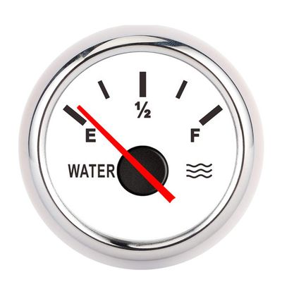 ANGGREK 2-Inch Water Level Gauge with Backlight for 12V Systems, White Dial, Silver Bezel