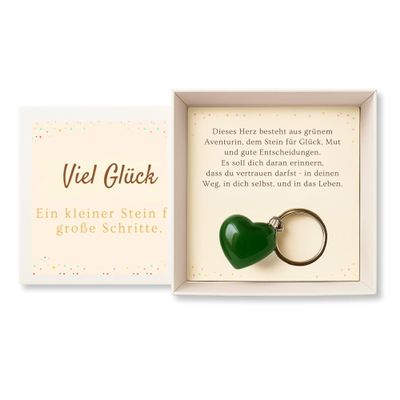 Milaboo Handmade Gift Box with Gemstone Heart Pendant, Personal Message (Good Luck - Aventurine)